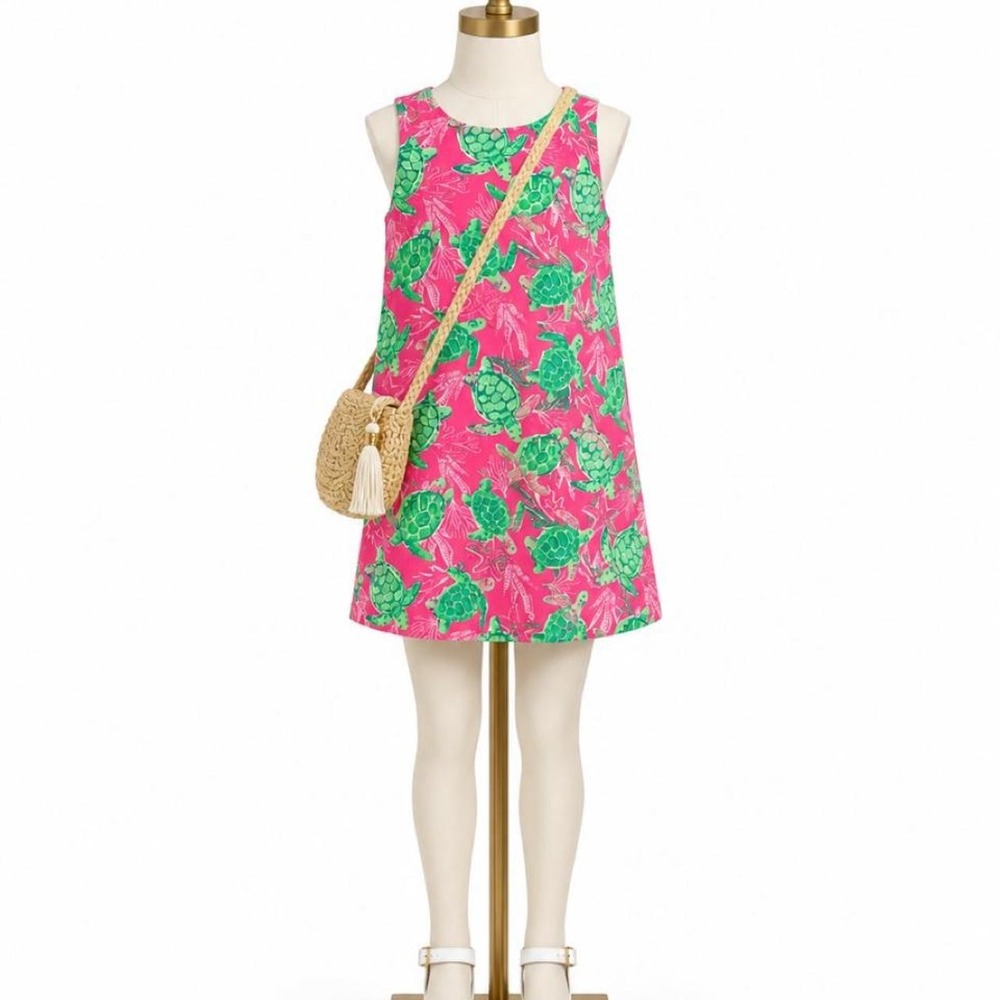 Tommy Bahama Girls Pink Sea Turtle Shift Dress – Size 10